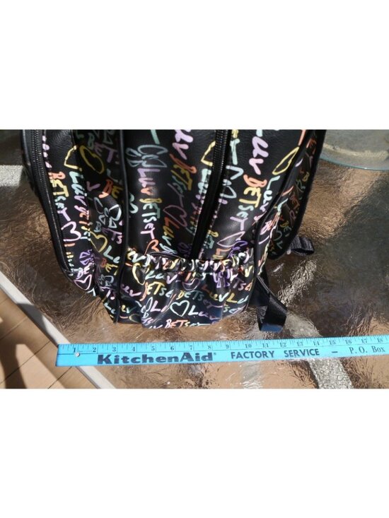 Backpack Luv Betsey Johnson Hearts Bows Black Pink Lg Bag 6 Pockets Polyurethane main image 4